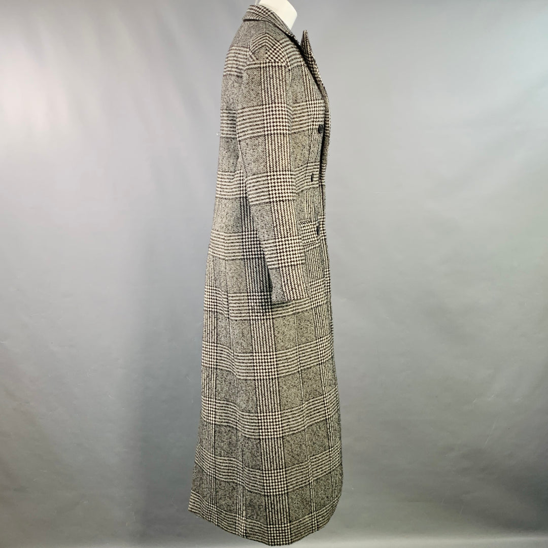 MICHAEL by MICHAEL KORS Size S Black White Wool Blend Plaid Double Breasted Coat