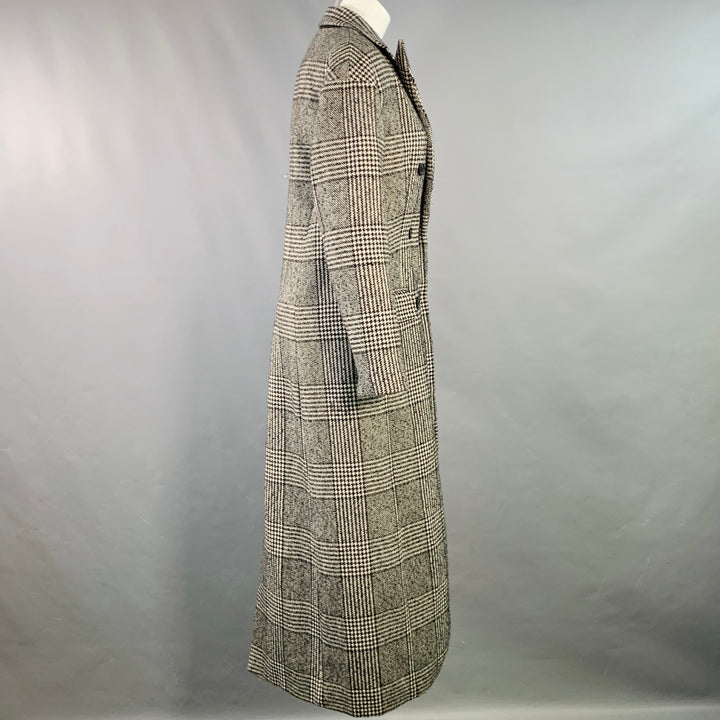 MICHAEL by MICHAEL KORS Size S Black White Wool Blend Plaid Double Breasted Coat