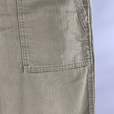 BEAMS Size L Green Olive Cotton Herringbone Casual Pants