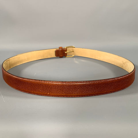 ERMENEGILDO ZEGNA Size 38 Brown Crackled Leather Belt