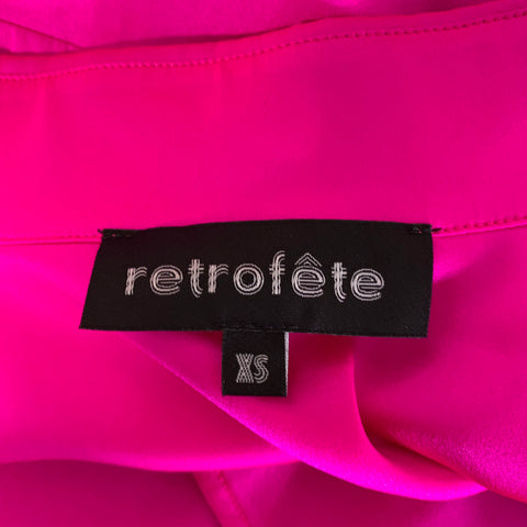 RETROFETE Size XS Pink Fuchsia Silk Spandex Button Up Shirt