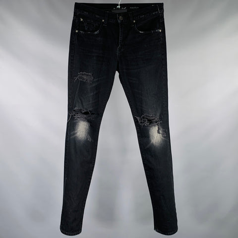 7 FOR ALL MANKIND Size 30 -Paxtyn- Black Distressed Cotton Jeans