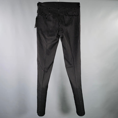 DOLCE & GABBANA Size 30 Black White Dots Cotton Blend Tuxedo Dress Pants