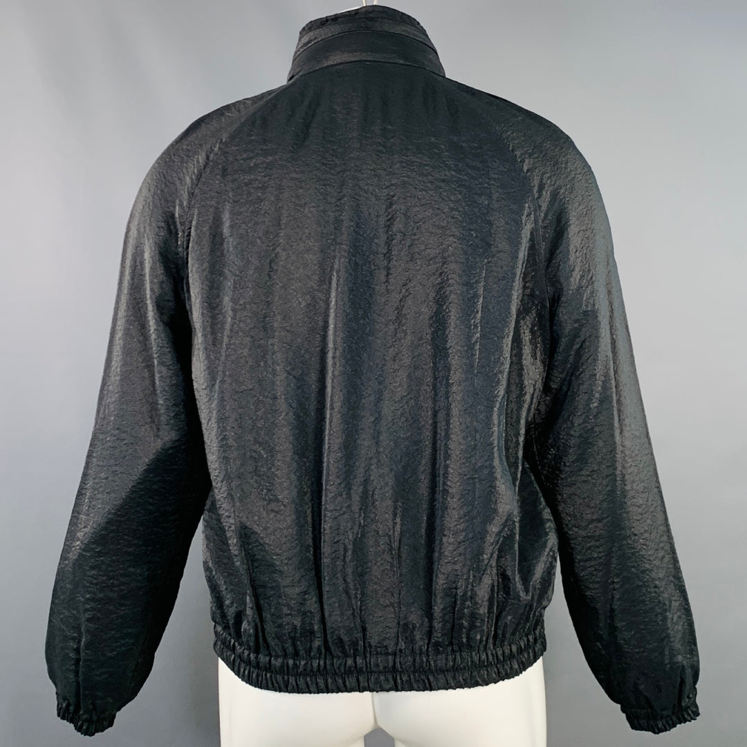 SAINT LAURENT Size 40 Black White Viscose Blend Zip Up Track Jacket