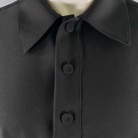 JIL SANDER Size M Black Wool Popover Short-Sleeve Shirt