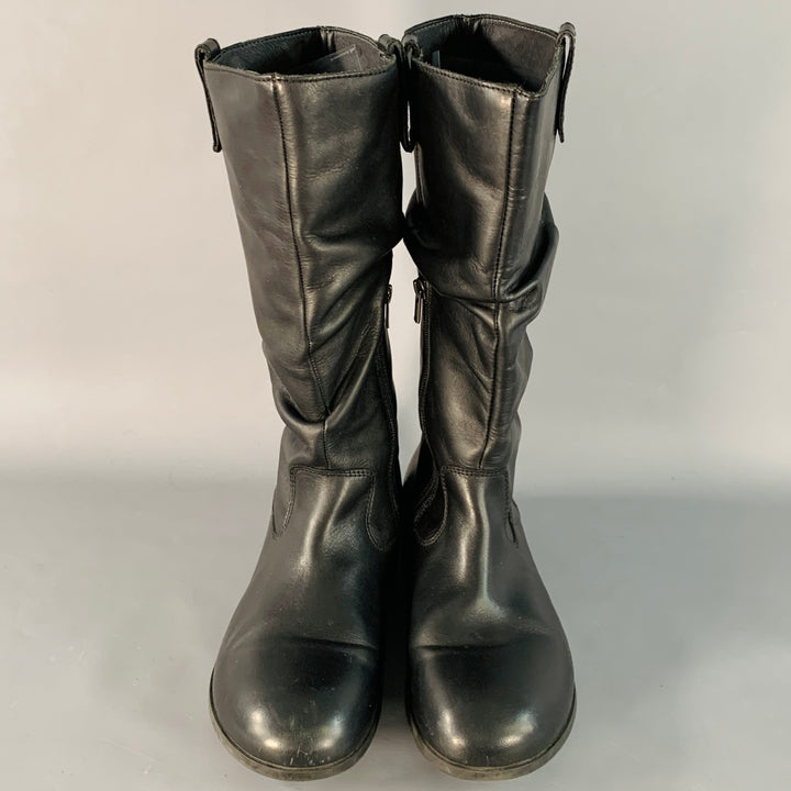 BIRKENSTOCK Size 9 Black Ruched Leather Pull On Side Zipper Boots