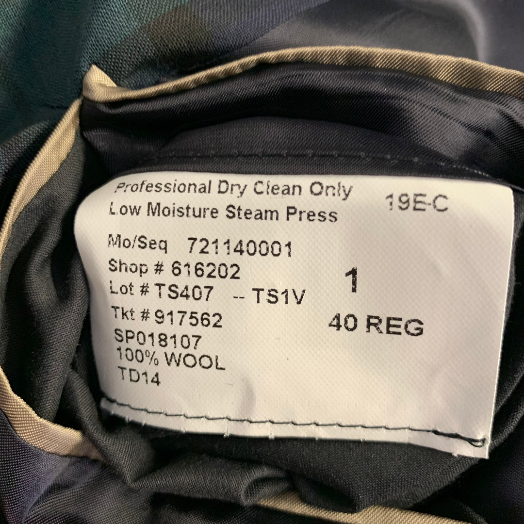 TODD SNYDER Size 40 Regular Green Navy Plaid Wool Sport Coat