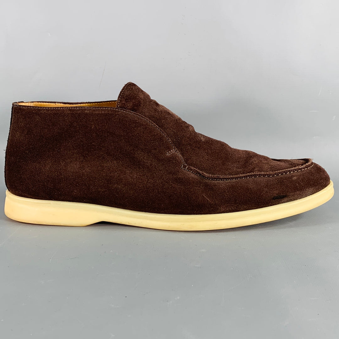 LORO PIANA Size 11.5 Open Walk Brown Suede Rubber Sole Chukka Boots