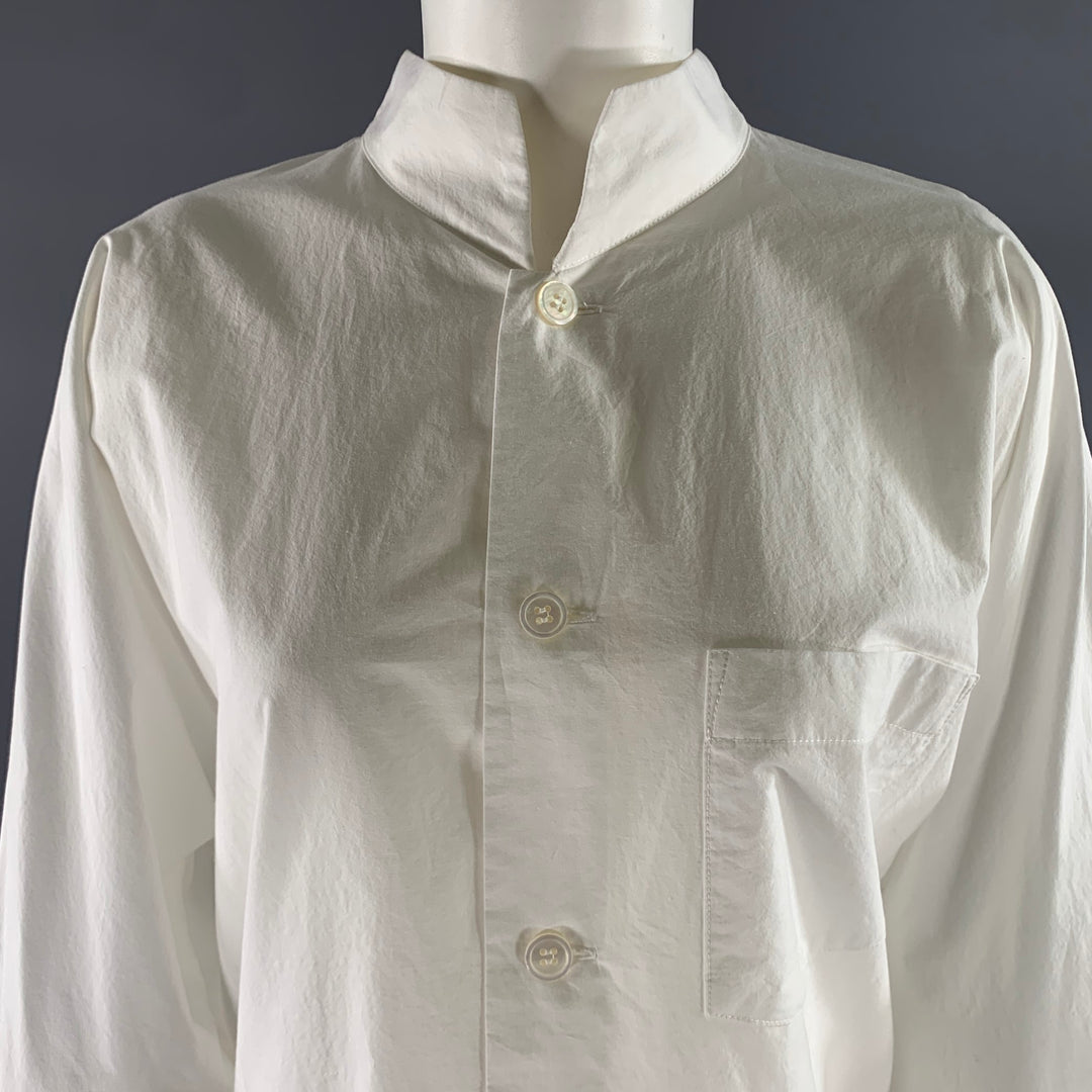 ISSEY MIYAKE Size L White Cotton Nehru Collar Shirt