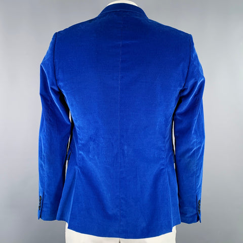 PAUL SMITH Size 42 Blue Corduroy Cotton Notch Lapel Sport Coat