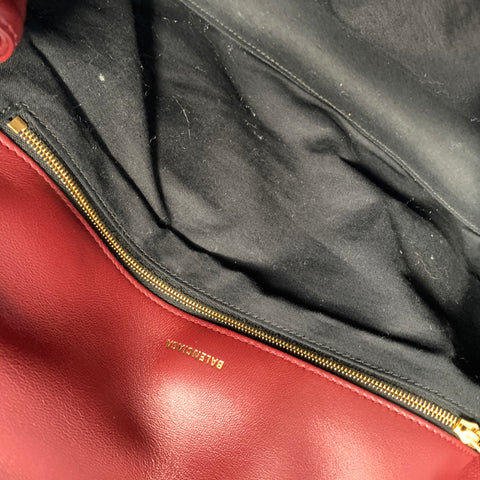 BALENCIAGA Burgundy Quilted Leather Clutch Bags