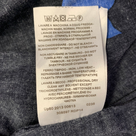 MCQ by ALEXANDER MCQUEEN Size 42 Black Blue Birds Cotton Long Sleeve Shirt