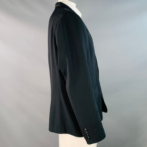 MR TURK Size 46 Navy Triacetate Contrast Trim Single Breasted Sport Coat