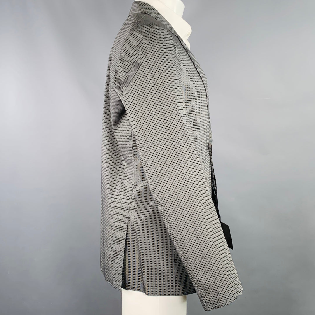 CALVIN KLEIN COLLECTION Size 38 Grey Black Squares Rayon Blend Sport Coat