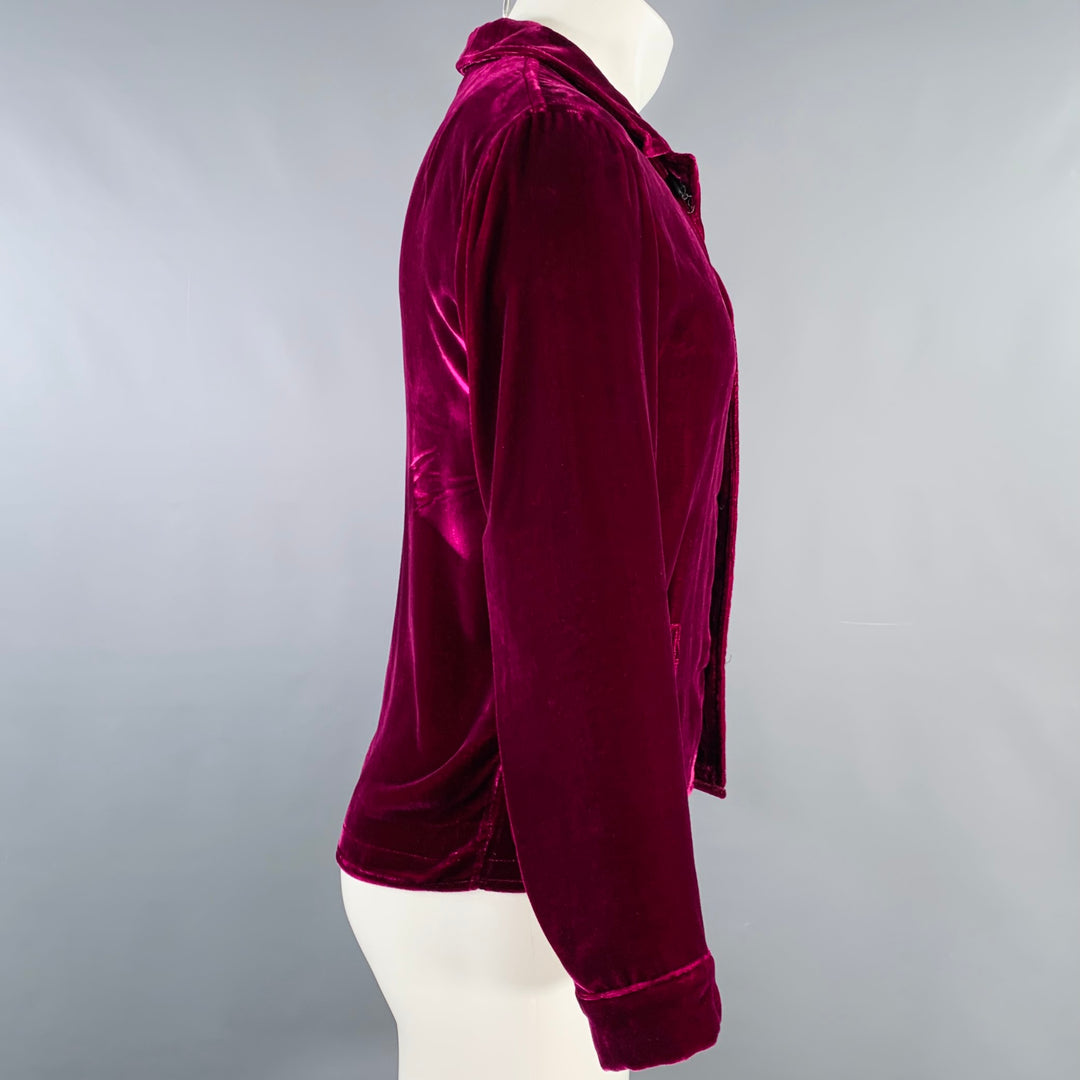 DRIES VAN NOTEN Size 38 Purple Fuchsia Velvet Long Sleeve Shirt