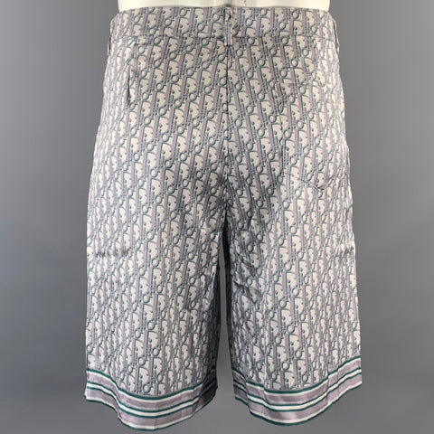 DIOR HOMME Size L Grey Green Monogram Viscose Short Sleeve Tracksuits & Sets