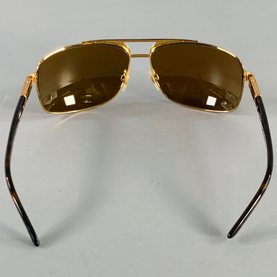 DOLCE & GABBANA Gold Tortoiseshell Metal Pilot Sunglasses