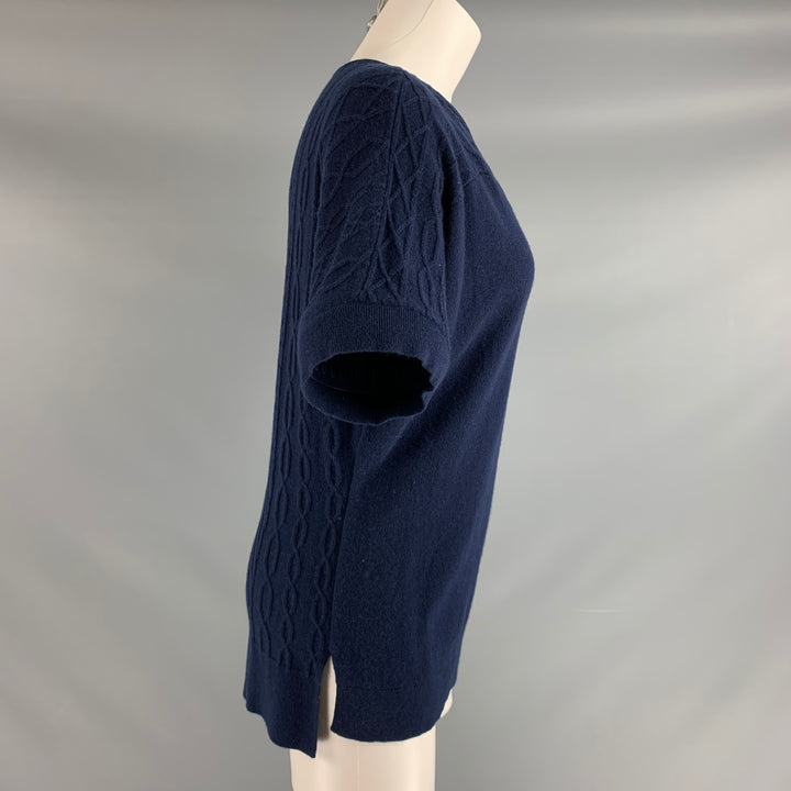 TSE Size M Navy Cashmere Short Sleeve Casual Top