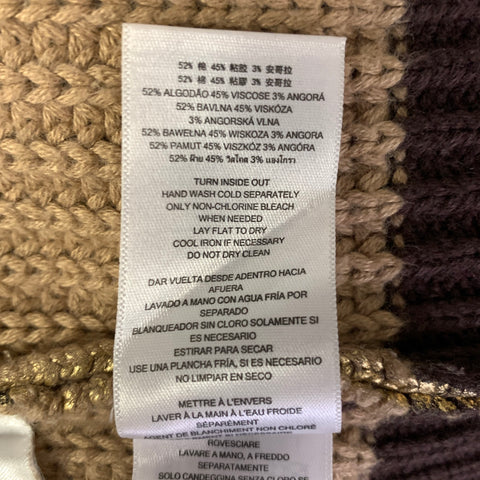 MICHAEL KORS Size XS Brown Gold Knit Cotton Viscose Angora Ribbed Sweater