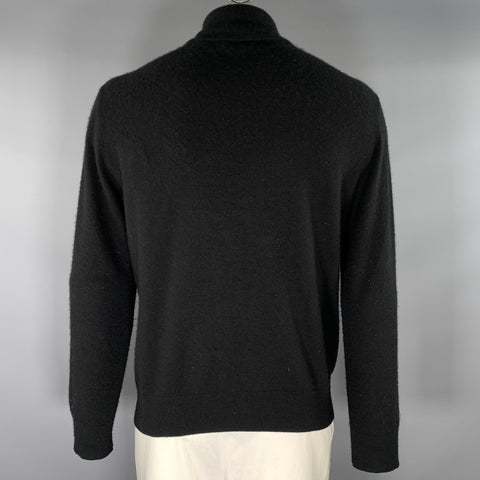 NIEMAN MARCUS Size XL Black Knitted Cashmere Zip Up Jacket