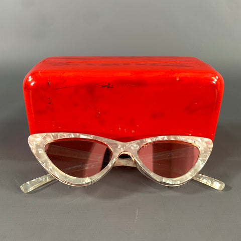 ADAM SELMAN White Acetate Sunglasses