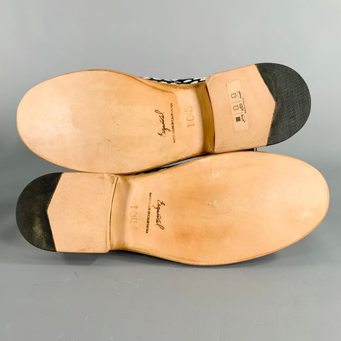 ESQUIVEL Size 10.5 Beige Black Canvas Dots Leather Lace Up Shoes
