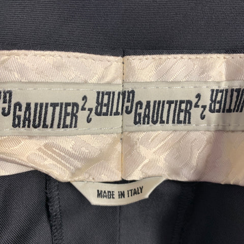 JEAN PAUL GAULTIER Size M Black Wool Silk Peak Lapel Suit