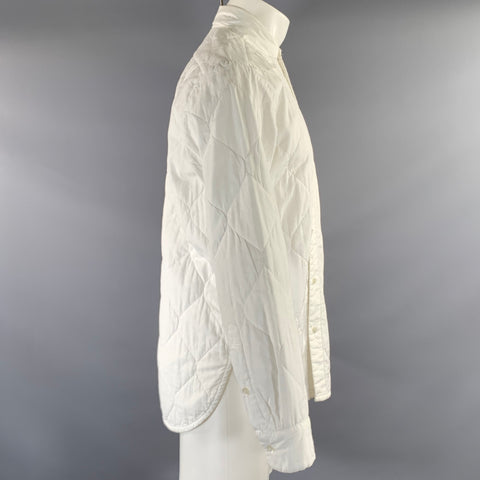 DRIES VAN NOTEN Size XS White Quilted Cotton Blend Long Sleeve Shirt