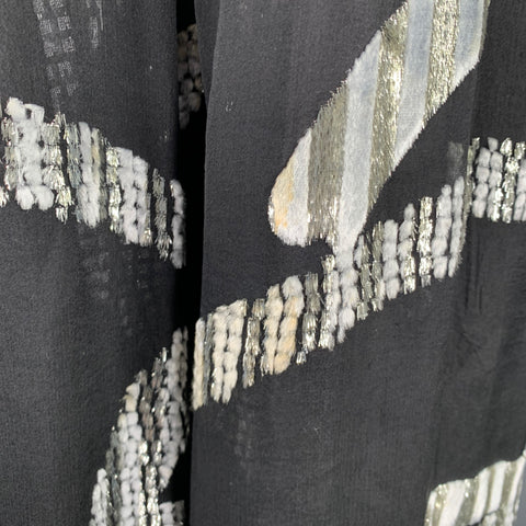 MARC JACOBS Size 2 Black Silver Silk Blend Jacquard Sleeveless Dress