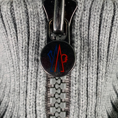 MONCLER Size XL Grey Knit Wool Acrylic Hooded Jacket