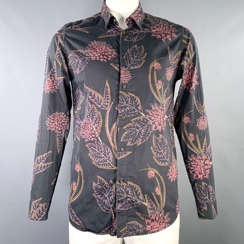 Chemise à manches longues en coton à motifs floraux abstraits gris et violet TED BAKER Taille L