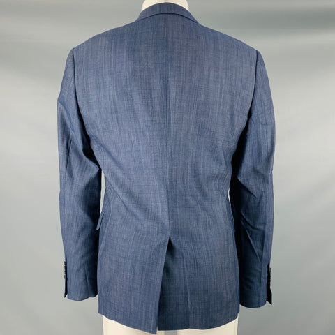 JOHN VARVATOS Size 40 Blue Grey Virgin Wool Blend Sport Coat