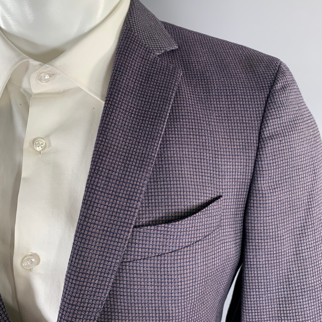 HUGO BOSS Size 38 Purple Check Wool Linen Sport Coat