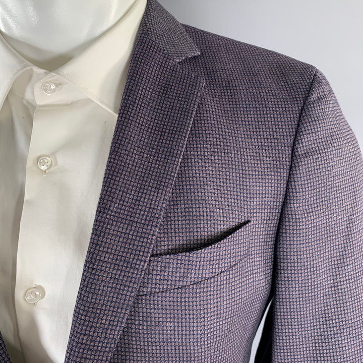 HUGO BOSS Size 38 Purple Check Wool Linen Sport Coat