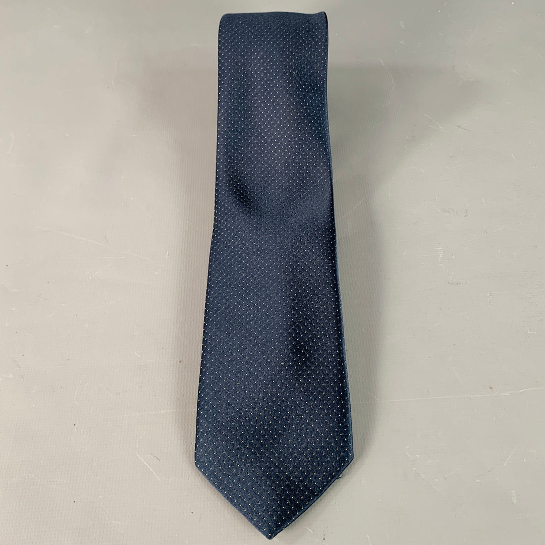 GUCCI Vintage Navy Yellow Dots Silk Skinny Tie
