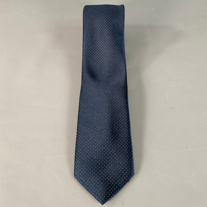 GUCCI Vintage Navy Yellow Dots Silk Skinny Tie