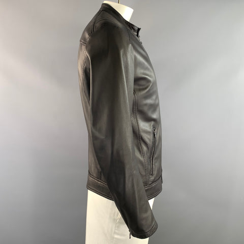 DAVIDE CERASI Size 44 Grey Quilted Leather Zip Up Jacket