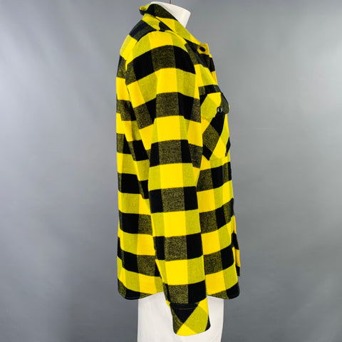 SANDRO Size XXL Yellow Black Buffalo Plaid Cotton Long Sleeve Shirt