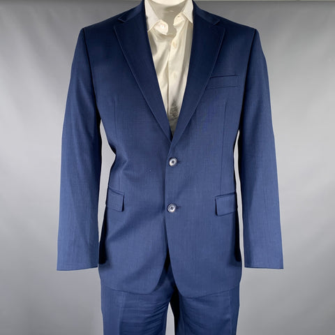MICHAEL STRAHAN Size 44 Blue Wool Blend Single Breasted Suit