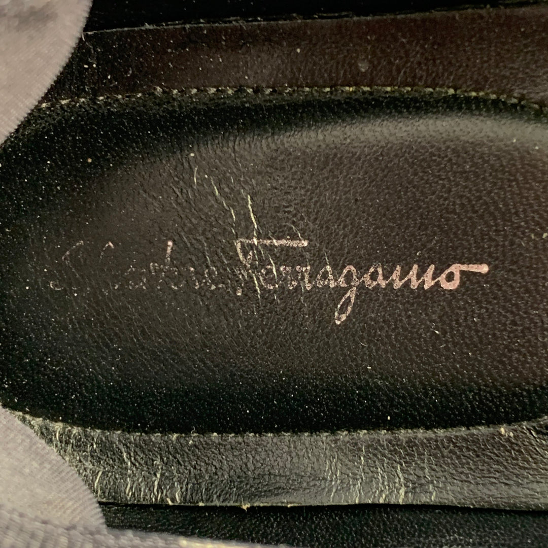 SALVATORE FERRAGAMO Size 7 Savina Black Quilted Leather Bow Flats