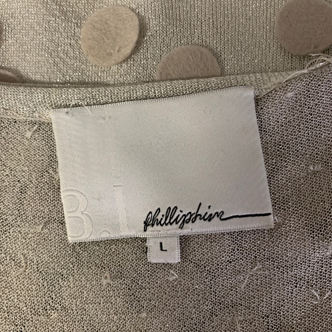 PHILLIP LIM Size L Beige Metallic Silk Cotton Sparkly Sleeveless Top