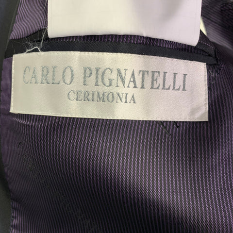 CARLO PIGNATELLI Size 42 Long Black Blue Tornasol Acetate Sport Coat