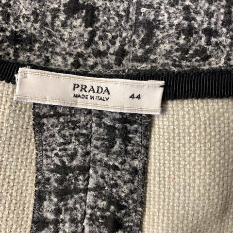 PRADA Size 8 Black Grey Linen  Silk Jacquard Pencil Knee Length Skirt
