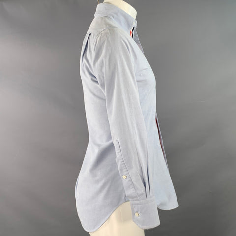 THOM BROWNE Size S Blue Oxford Cotton One Pocket Long Sleeve Shirt