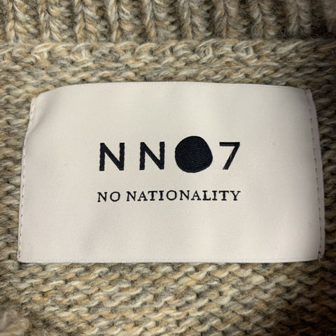 NN07 Size M Beige Grey Knit Cotton Linen Collared Sweater