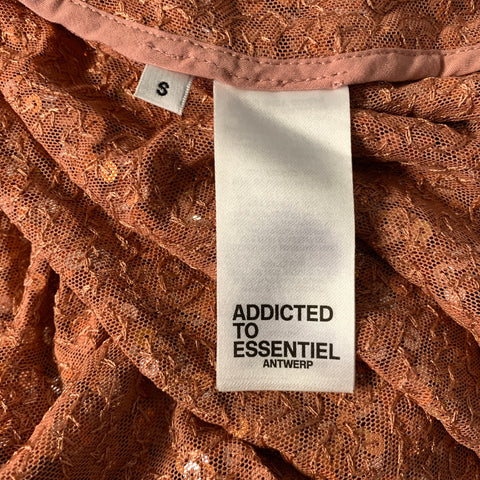 ESSENTIEL ANTWERP Size S Copper Silver Polyester &  Elastane Sequined Shirt