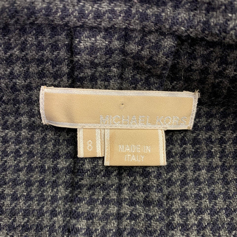 MICHAEL KORS Size 8 Grey Navy Houndstooth Virgin Wool Cashmere Jacket