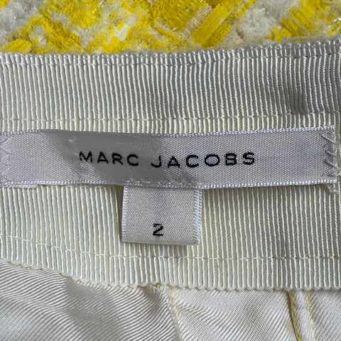 MARC JACOBS Size 2 Yellow White Boucle Stripe Two Pockets Mini Skirt