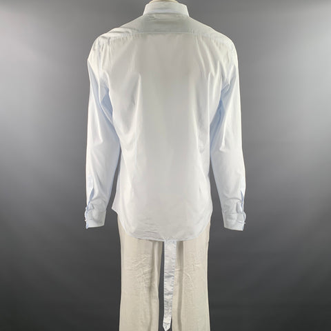 GUCCI Size XL Blue White Solid Cotton Tuxedo Long Sleeve Shirt
