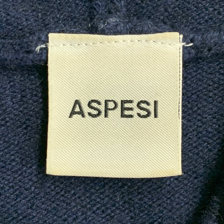 ASPESI Size M Navy Wool Yak Cashmere Hooded Pullover
